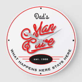Vater oder beliebiger Name Man Höhle Retro Red Slo Große Wanduhr