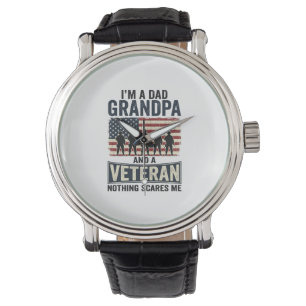 Vater Opa Veteran Patriotisches Vintage-Shirt-Desi Armbanduhr