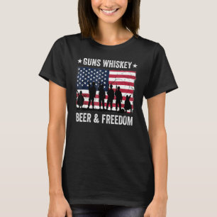 Vater Opa Veteran US Flag Guns Whiskey Beer Free T-Shirt