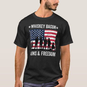 Vater Opa Veteran US Flag Whiskey Bacon Guns Fire T-Shirt