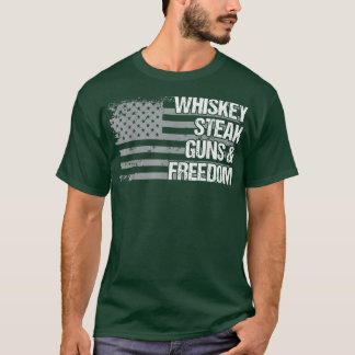 Vater Opa Veteran US-Flagge Whiskey Steak Guns Fir T-Shirt