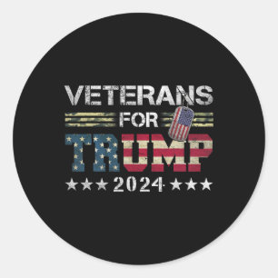 Vater Opa Veterans für Trump 2024 amerikanische Fl Runder Aufkleber