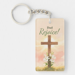 Vater Ostern Freude Kreuz und Lilien Religiös Schlüsselanhänger