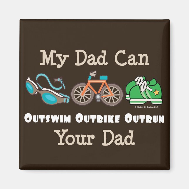 Vater Outswim Outbike Outrun Triathlon Magnet (Vorne)