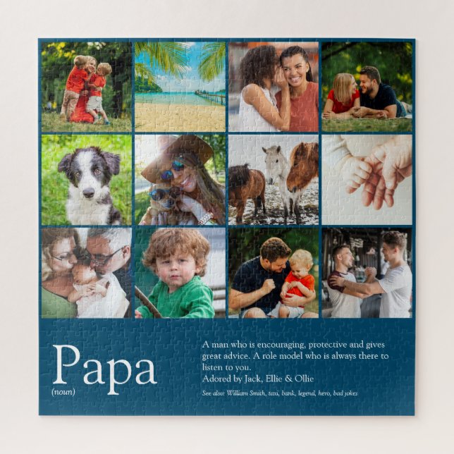 Vater, Papa, Daddy, Vater Definition 12 Foto Blau Puzzle (Vertikal)
