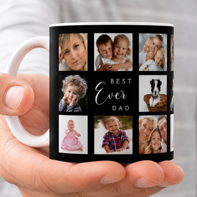 Vater Papa Fotocollage schwarz Kaffeetasse (Von Creator hochgeladen)
