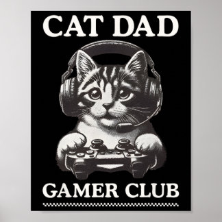 Vater Papa Gamer Club Videospiele Gaming Katze Spi Poster