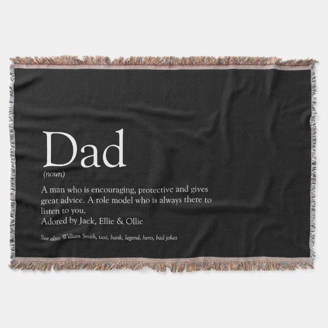 Vater, Papa, Vater definiert Schwarz und Weiß Decke (Vorderseite)