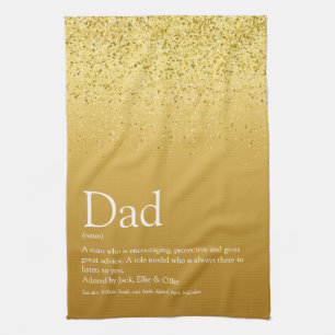 Vater, Papa, Vater Definition Gold Glitzer Geschirrtuch