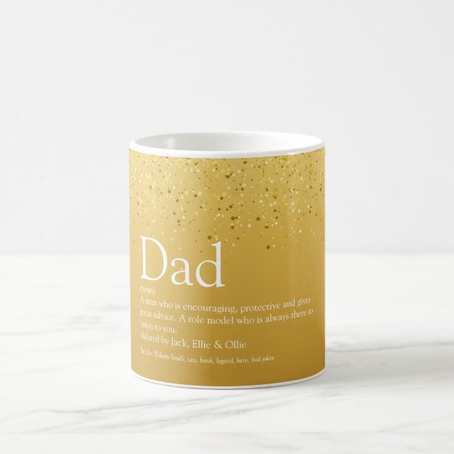 Vater, Papa, Vater Definition Gold Glitzer Kaffeetasse (Mittel)