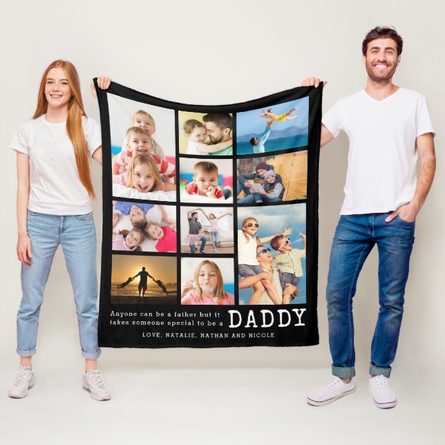 Vater Personalisiert Daddy Zitat 10 FotoCollage Fleecedecke (Beispiel)
