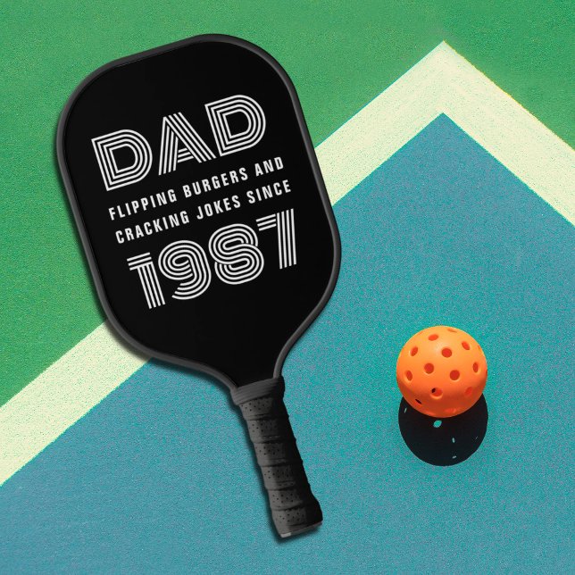 Vater Personalisiertes Jahr Grill Master Black Pickleball Schläger (Von Creator hochgeladen)