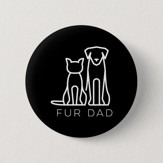 Vater Pet Lover Cat Dog Vater Ehemann Funny Father Button (Vorderseite)