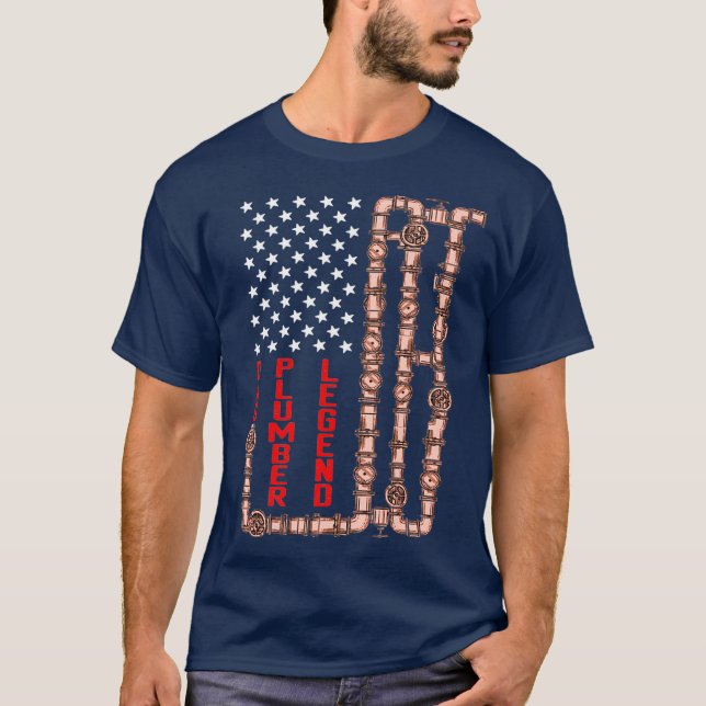 Vater Plumber Legend American Flag Fathday T-Shirt (Vorderseite)