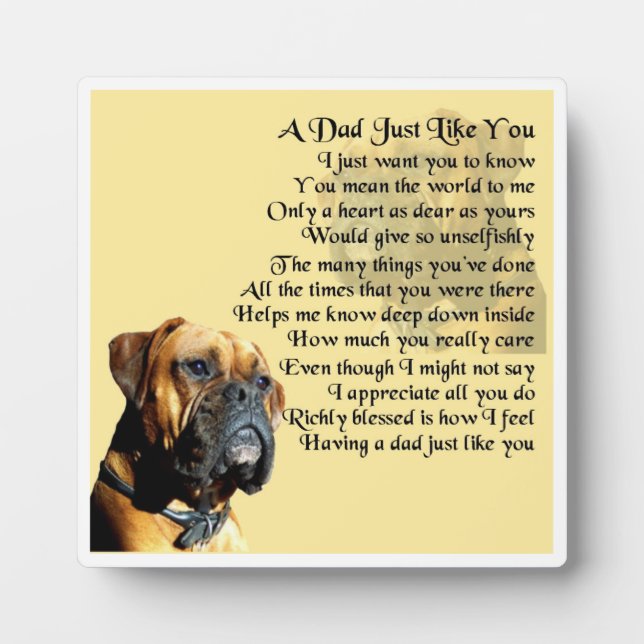 Vater Poem Plaque - Boxer Dog Design Fotoplatte (Vorderseite)