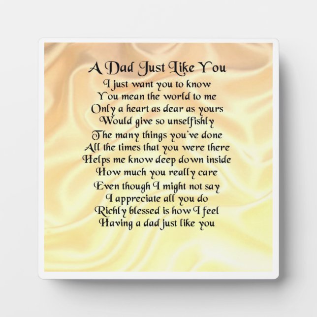 Vater Poem Plaque - Cream Silk Design Fotoplatte (Vorderseite)