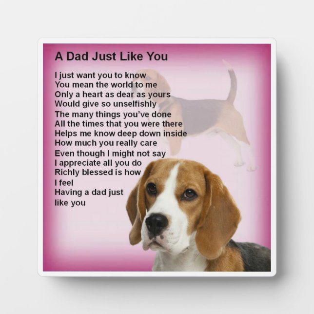 Vater Poem Plaque - Design von Beagles Fotoplatte (Vorderseite)