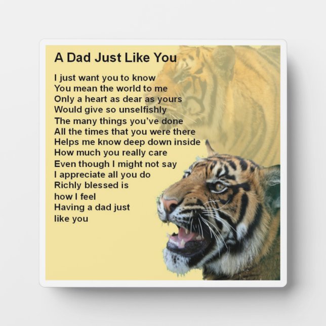 Vater Poem Plaque - Tiger Design Fotoplatte (Vorderseite)