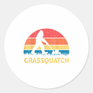 Vater-Rasenmähen Grquatch Bigfoot Rasenmäher-Gesch Runder Aufkleber