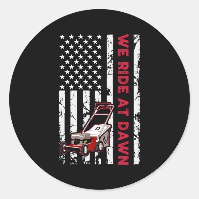 Vater Rasenmäher Gartenpflege Runder Aufkleber (Vorderseite)