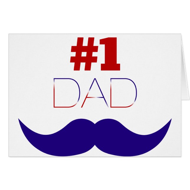 Vater Red White and Blue Mustache - Nummer eins (Vorderseite (Horizontal))