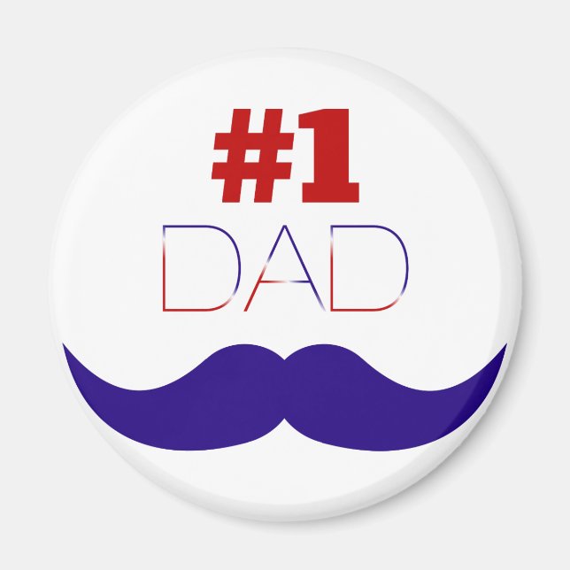 Vater Red White and Blue Mustache - Nummer eins Magnet (Vorne)