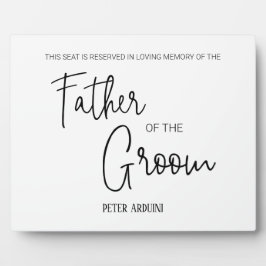 Vater reserviert Stuhl Gedenkstätte für Hochzeiten Fotoplatte