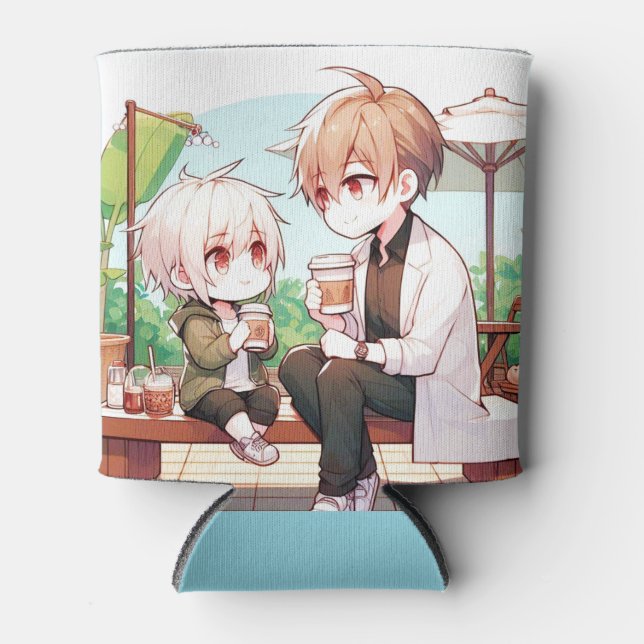 Vater Retreat - Chibi Vater & Kind kann kühler wer Dosenkühler (Vorderseite)