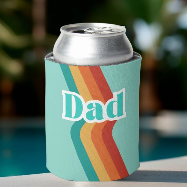 Vater, Retro aquamarin blau mit Streifen Vatertag Dosenkühler (Von Creator hochgeladen)