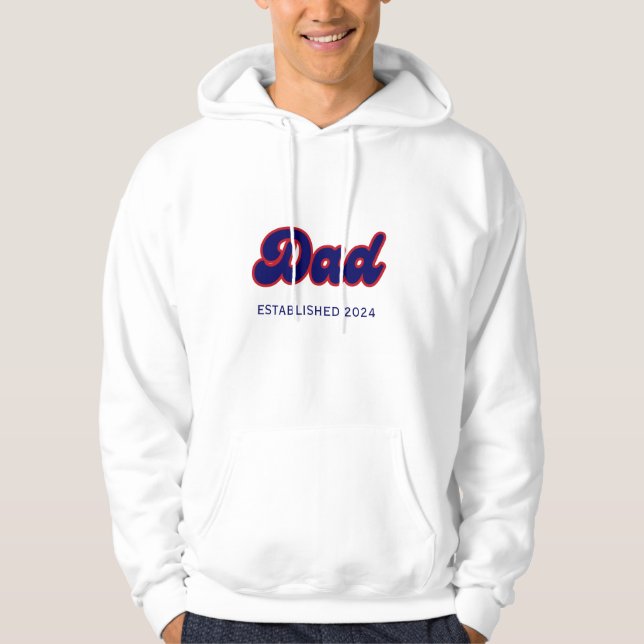 Vater Retrorot und blau, benutzerdefiniertes Jahr Hoodie (Vorderseite)