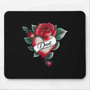 Vater Rose Herz Tattoo Valentinstag Matching Fami Mousepad