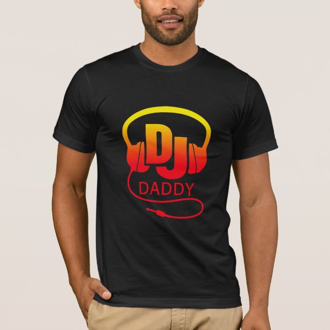 Vater Rot-Gelb-DJ-Kopfhörer T-Shirt (Vorderseite)