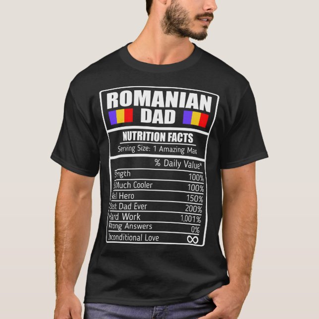 Vater Rumänische Ernährung Fakten Geschenk T-Shirt (Vorderseite)