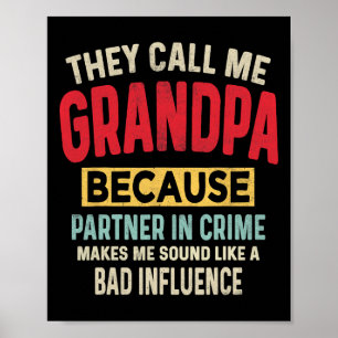 Vater & #; s Day Opa Partner in Crime Funny Funny  Poster