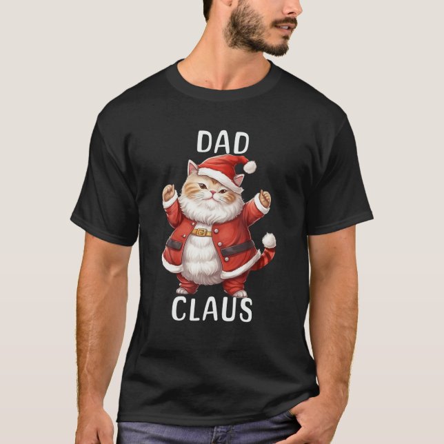 VATER Santa Claus Niedlich Tancing Cat Kitty Lover T-Shirt (Vorderseite)