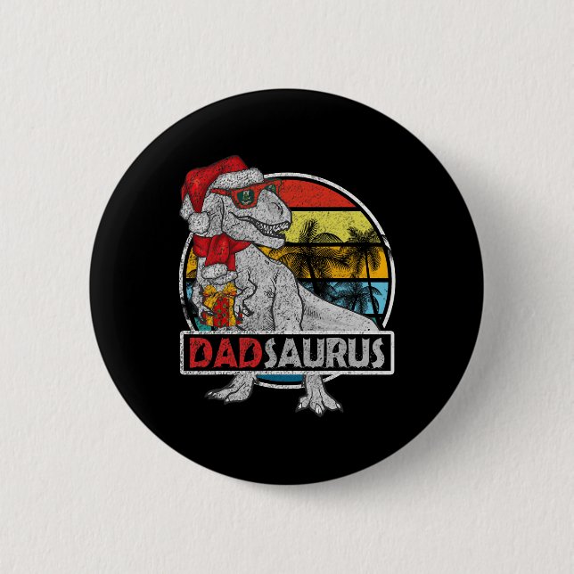 Vater Saurus T Rex Dinosaur Familie Matching Xmas  Button (Vorderseite)