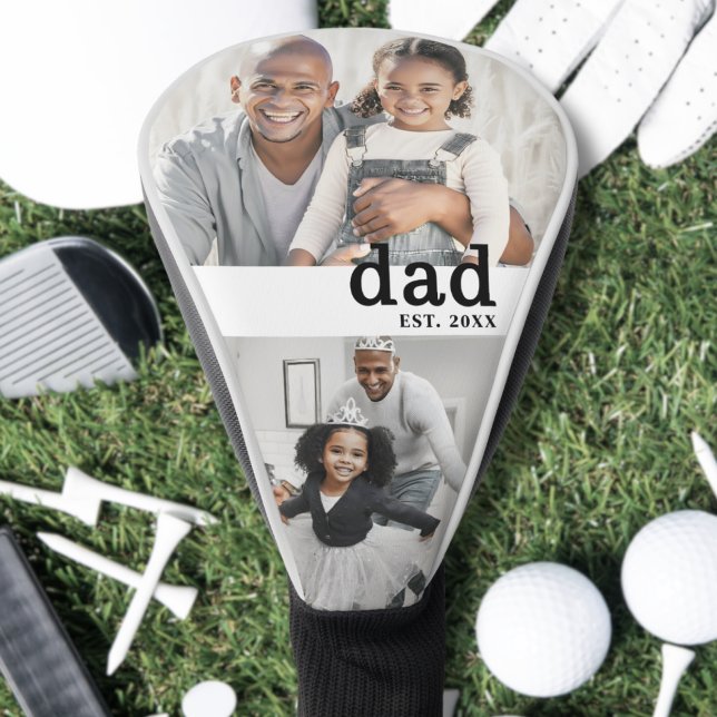 Vater Schwarz Weiß Foto Golf Headcover (Dad Photo Collage Father Golf Head Cover )