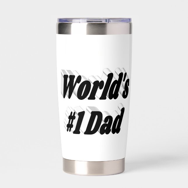 Vater Schwarzer Halbtext Thermobecher (Vorderseite)