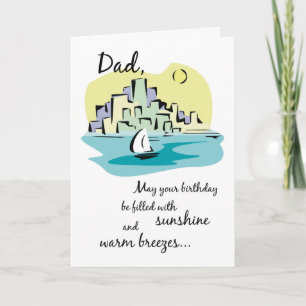 Vater Segelboot Stadt Geburtstag Karte