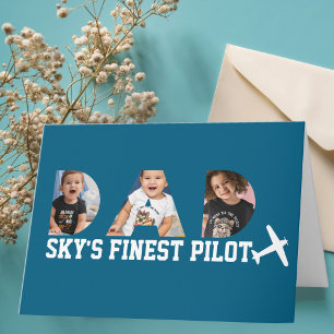 Vater "Sky's Finest Pilot" Foto & Flugzeug Geburts Karte