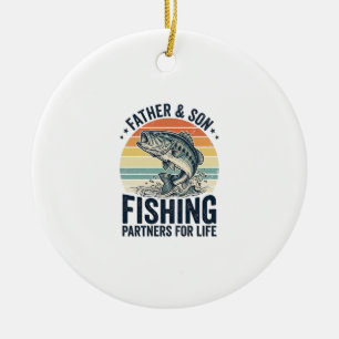 Vater-Sohn-Angelfreunde Vintage-Bass-Shirt_1 Keramik Ornament