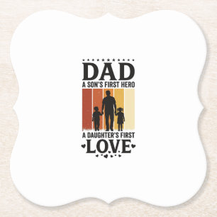 Vater Sohn Erster Held Tochter Erste Liebe Vintage Untersetzer