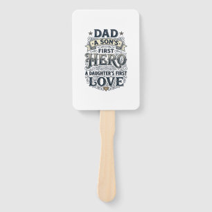 Vater Sohn Held Tochter Liebe Vintage-Typografie-S Fächer