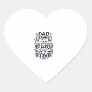Vater Sohn Held Tochter Liebe Vintage-Typografie-S Herz-Aufkleber