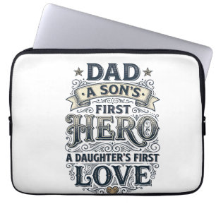 Vater Sohn Held Tochter Liebe Vintage-Typografie-S Laptopschutzhülle