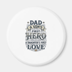 Vater Sohn Held Tochter Liebe Vintage-Typografie-S Magnet