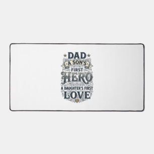 Vater Sohn Held Tochter Liebe Vintage-Typografie-S Schreibtischunterlage
