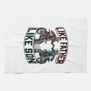 Vater-Sohn-Motocross-Vintage-Vector-Shirt Geschirrtuch