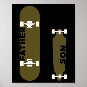 Vater Sohn Skater Skateboard Skate Skating Brett F Poster