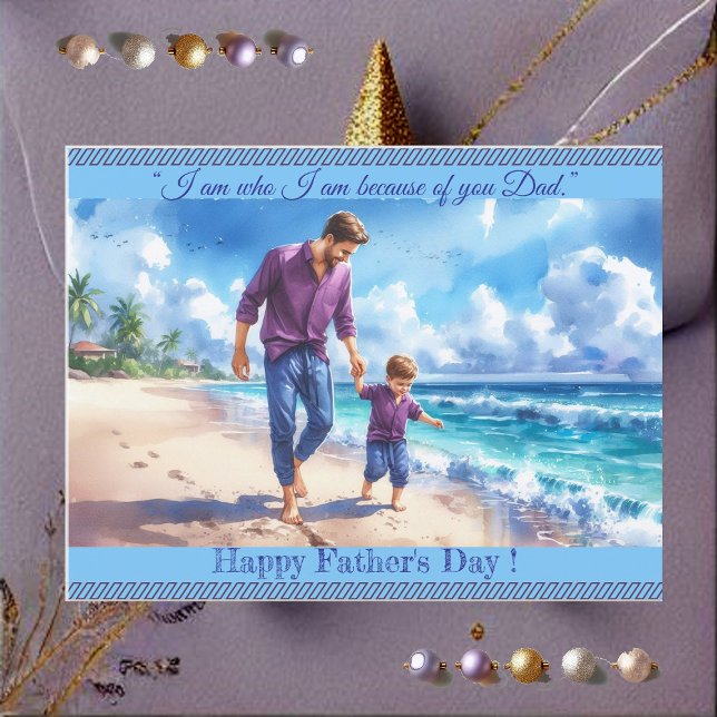 Vater Son Bonding Foto Vatertag Zitat Beachvibe Postkarte (Dad Son Bonding Photo Father's Day Quote Beachvibe Postcard)